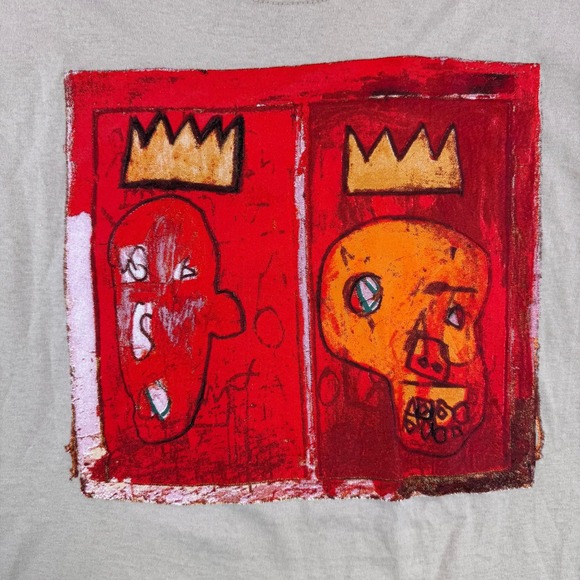 Jean-Michel Basquiat Graphic TShirt Mens Medium Tan Beige Crown Art Tee RN110927 - Picture 2 of 7